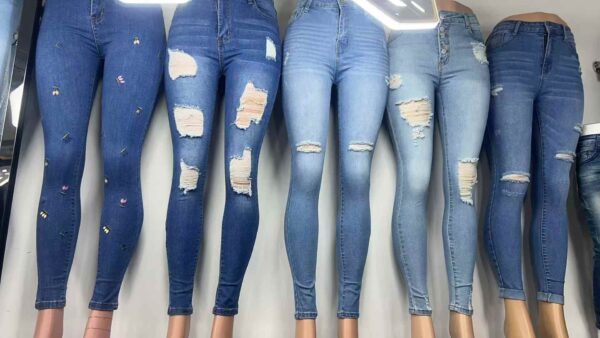 Light blue ripped jeans