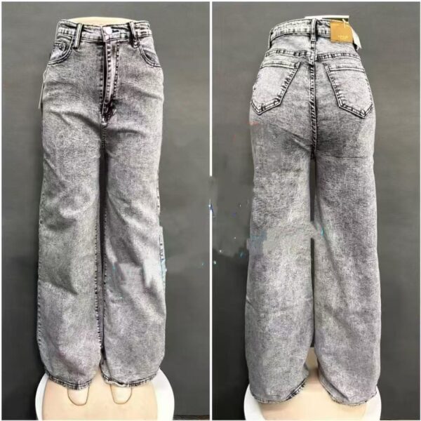 Grey Wash Wide Jeans
